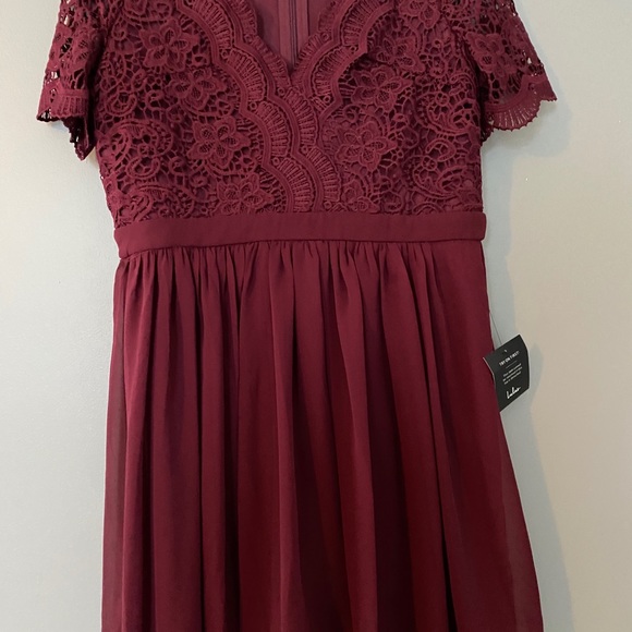 NEW Angel in Disguise Burgundy Lace Skater Dress - Picture 6 of 6